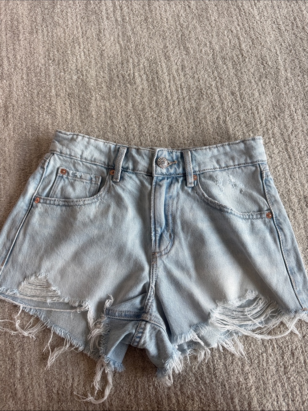 Garage Light Blue Distressed Denim Cutoff Shorts